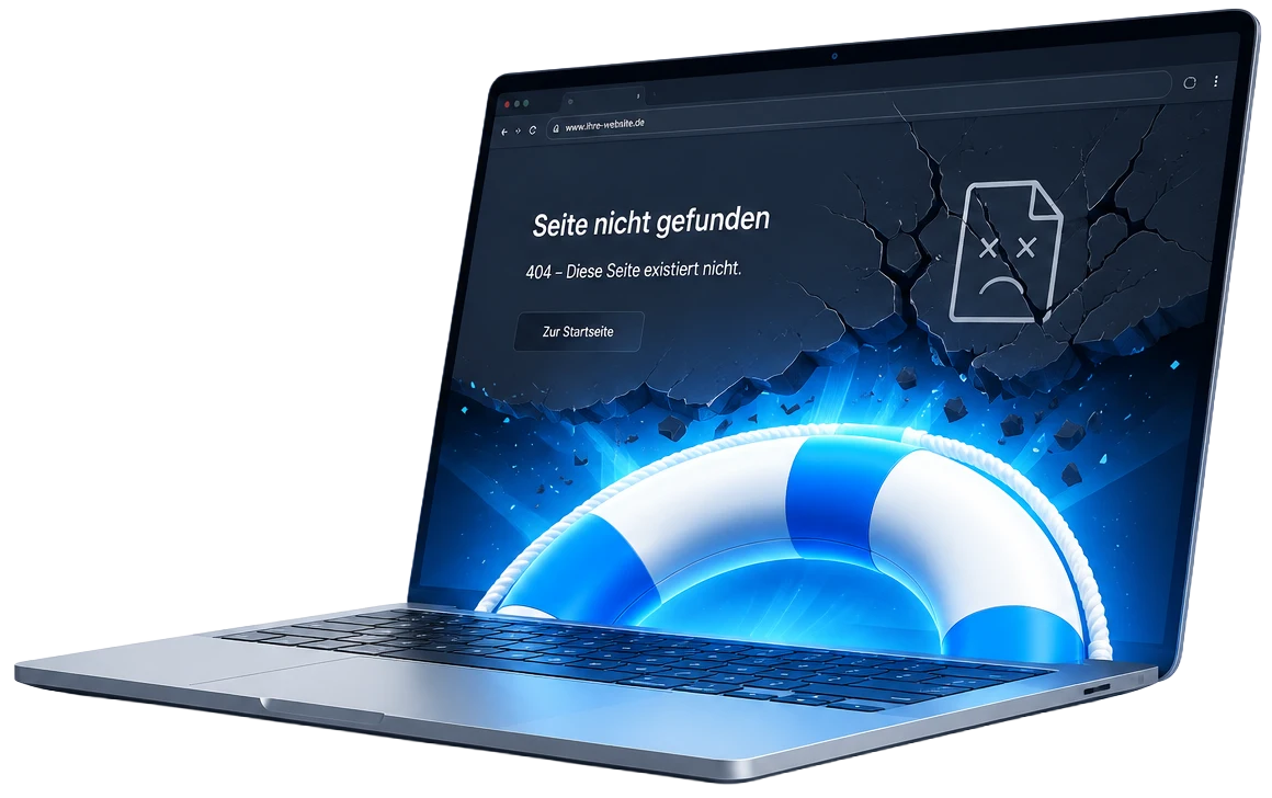Laptop mit einer Website, die gerade Probleme macht